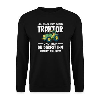Ja das ist mein Traktor Du darfst nicht fahren - Unisex Pullover - Schwarz - Vorne - Alina (178cm) & Michal (187cm)