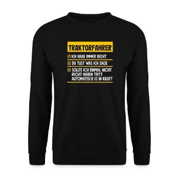 Drôle de tracteur tracteur Cadeau - Sweat-shirt Unisexe - noir - Devant - Alina (178cm) & Michal (187cm)