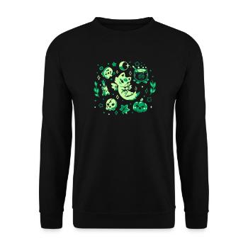 Green Halloween Vibes - Unisex Sweatshirt - black - Front - Alina (178cm) & Michal (187cm)