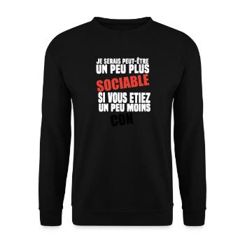 Gift Idea Humor Funny I Would Be More Sociable - Unisex Sweatshirt - black - Front - Alina (178cm) & Michal (187cm)