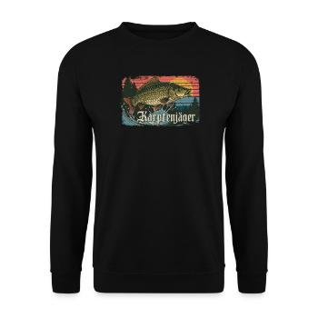 Karpfenjäger Angeln Karpfen Fischen Angler Natur - Unisex Pullover - Schwarz - Vorne - Alina (178cm) & Michal (187cm)