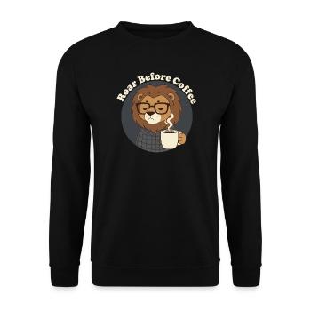 Not Before Coffee Lion with Coffee - Unisex Sweatshirt - black - Front - Alina (178cm) & Michal (187cm)
