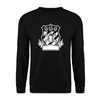 Wappen Schnuller Pirat – Lustiges Baby & Eltern - Unisex Pullover - Schwarz - Vorne - Alina (178cm) & Michal (187cm)