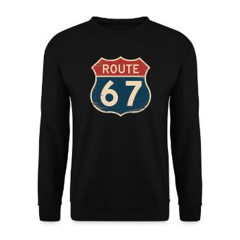 Route 67 Vintage Highway Sign Retro Road Trip - Sweat-shirt Unisexe - noir - Devant - Alina (178cm) & Michal (187cm)