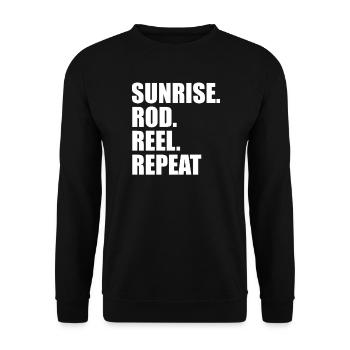 Sunrise Rod Reel Repeat - Unisex Sweatshirt - black - Front - Alina (178cm) & Michal (187cm)