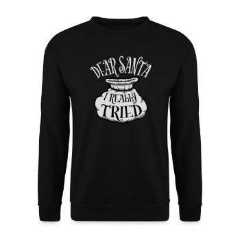 Cher Père Noël, j’ai vraiment essayé l’humour de Noël drôle - Sweat-shirt Unisexe - noir - Devant - Alina (178cm) & Michal (187cm)