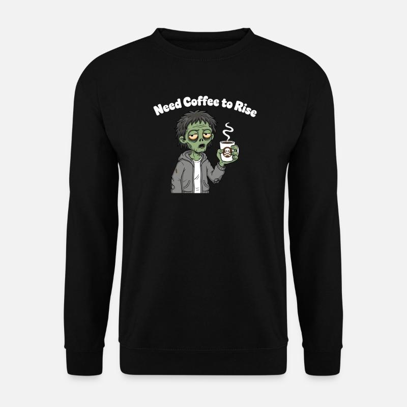 Coffee Zombie Motif Pullover Hoodie - Unisex Sweatshirt - black