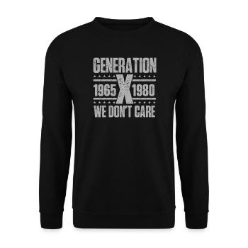 Generation X We Don’t Care Funny Nostalgia Quote - Unisex Sweatshirt - black - Front - Alina (178cm) & Michal (187cm)