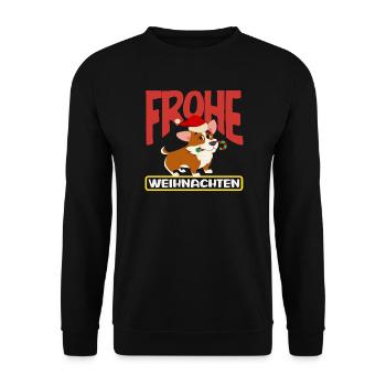 Corgi Joyeux Noël avec chapeau de Père Noël - Sweat-shirt Unisexe - noir - Devant - Alina (178cm) & Michal (187cm)