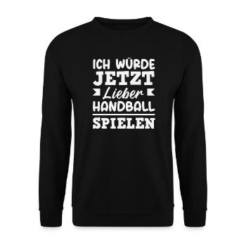 Handballspieler Handball Handballer Geschenke - Unisex Pullover - Schwarz - Vorne - Alina (178cm) & Michal (187cm)