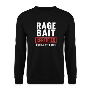 Rage Bait Certified Handle With Care, Funny - Unisex Sweatshirt - black - Front - Alina (178cm) & Michal (187cm)