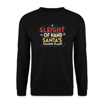Weihnachtsmann-Handplan groß - Unisex Pullover - Schwarz - Vorne - Alina (178cm) & Michal (187cm)