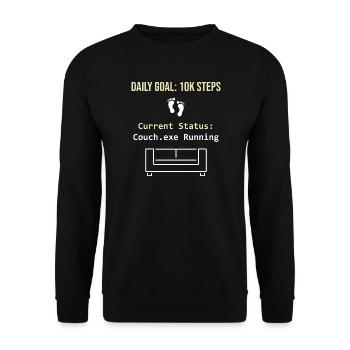 Tagesziel 10k Schritte Aktueller Status Couch.exe - Unisex Pullover - Schwarz - Vorne - Alina (178cm) & Michal (187cm)