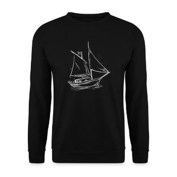 voilier minimaliste voilier marin de mer - Sweat-shirt Unisexe - noir - Devant - Alina (178cm) & Michal (187cm)