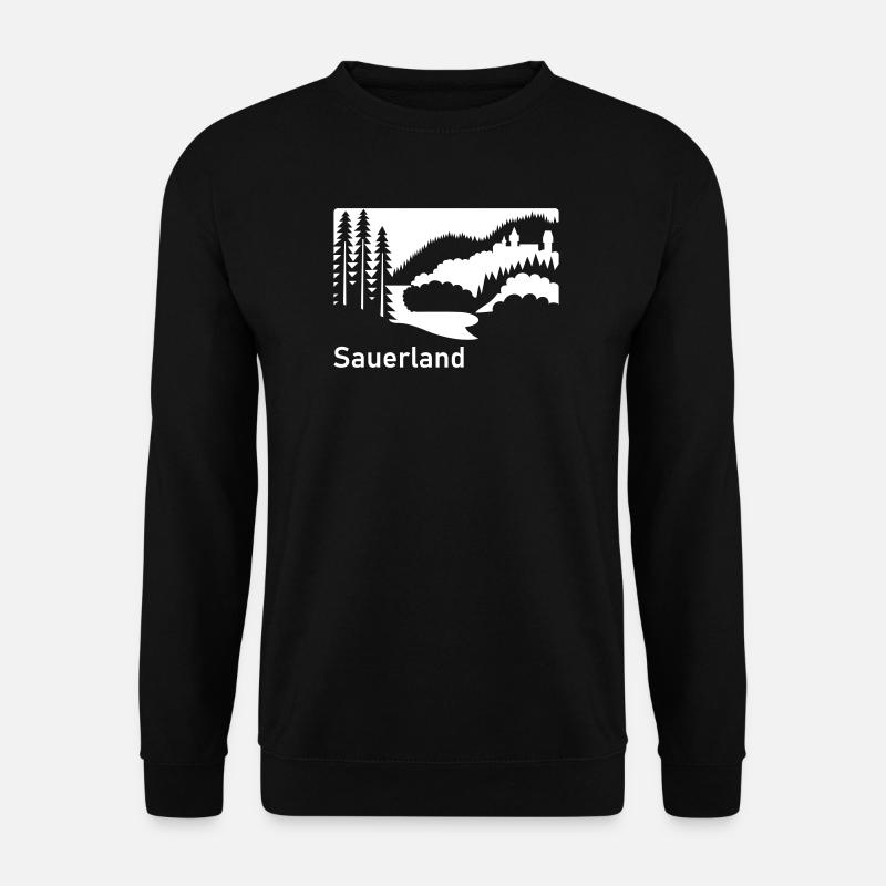 Sauerland Silhouette Landschaft Autobahnschild - Unisex Pullover - Schwarz