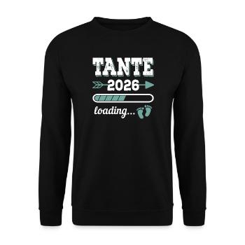 Tante 2026 Loading Werdende Tante Geschenkidee - Unisex Pullover - Schwarz - Vorne - Alina (178cm) & Michal (187cm)