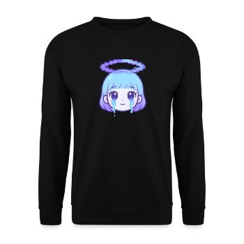 Pixel Halo Crying Girl - Unisex Sweatshirt - black - Front - Alina (178cm) & Michal (187cm)