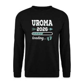 Uroma 2026 Loading Werdende Urgroßmutter Geschenk - Unisex Pullover - Schwarz - Vorne - Alina (178cm) & Michal (187cm)