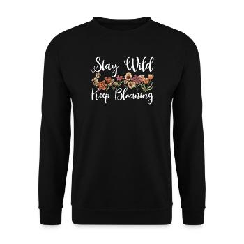 Stay Wild Keep Blooming Floral - Unisex Pullover - Schwarz - Vorne - Alina (178cm) & Michal (187cm)