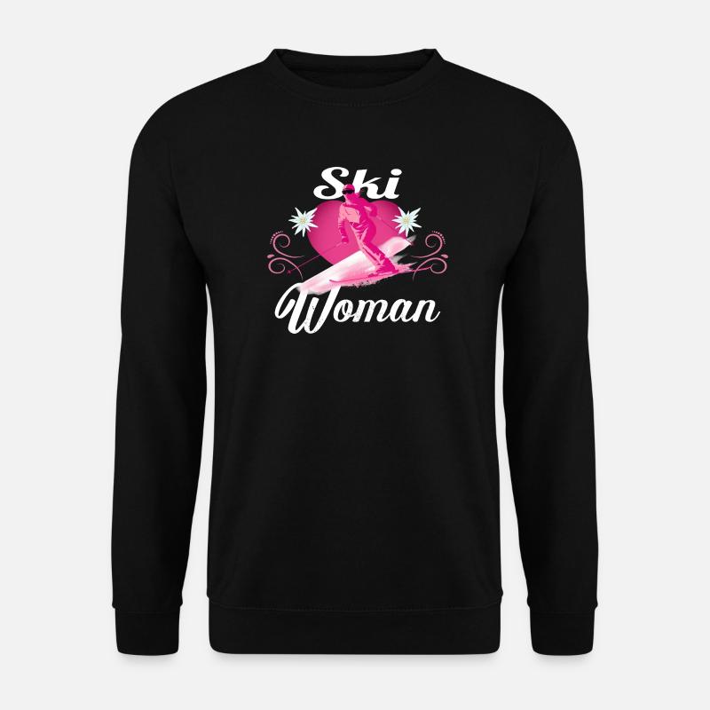 Ski Frau Retro Rosa Skifahren  - Unisex Pullover - Schwarz