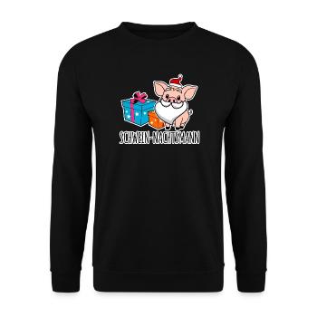 Fröhliche Weihnachten mit dem Schwein-Nachtsmann! - Unisex Pullover - Schwarz - Vorne - Alina (178cm) & Michal (187cm)