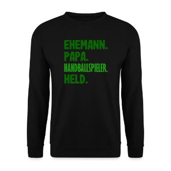 Handballspieler Handball Handballer Geschenke - Unisex Pullover - Schwarz - Vorne - Alina (178cm) & Michal (187cm)