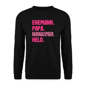 Handballspieler Handball Handballer Geschenke - Unisex Pullover - Schwarz - Vorne - Alina (178cm) & Michal (187cm)