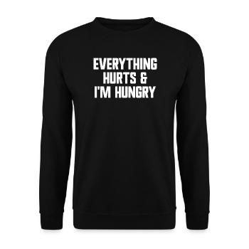 Tout me fait mal et j’ai faim. Fun Workou - Sweat-shirt Unisexe - noir - Devant - Alina (178cm) & Michal (187cm)