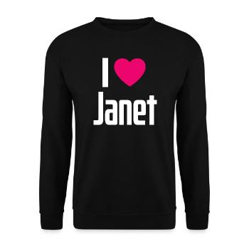 J’aime Janet Pink Heart J’aime Janet - Sweat-shirt Unisexe - noir - Devant - Alina (178cm) & Michal (187cm)
