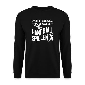 Handballspieler Handball Handballer Geschenke - Unisex Pullover - Schwarz - Vorne - Alina (178cm) & Michal (187cm)