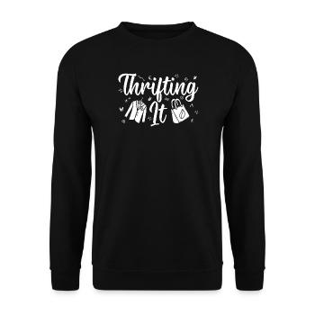 Friperie Friperie It Love Thrifting - Sweat-shirt Unisexe - noir - Devant - Alina (178cm) & Michal (187cm)