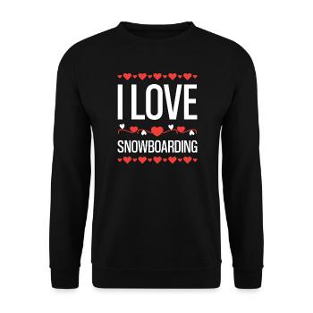 I Love Snowboarding - Unisex Pullover - Schwarz - Vorne - Alina (178cm) & Michal (187cm)