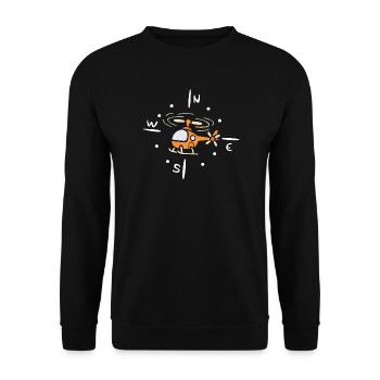 Hélicoptère de dessin animé avec conception de boussole - Sweat-shirt Unisexe - noir - Devant - Alina (178cm) & Michal (187cm)