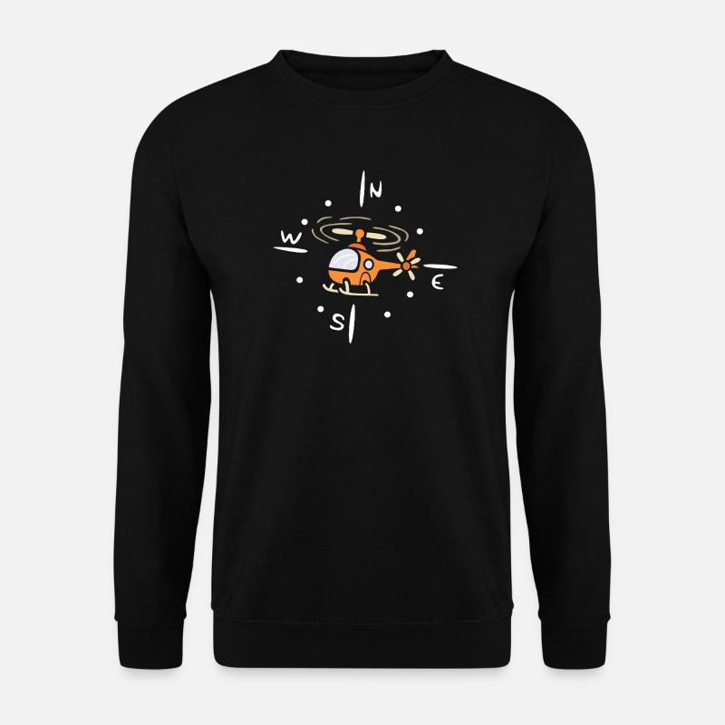 Cartoon Helicopter with Compass Design - Unisex Sweatshirt - black