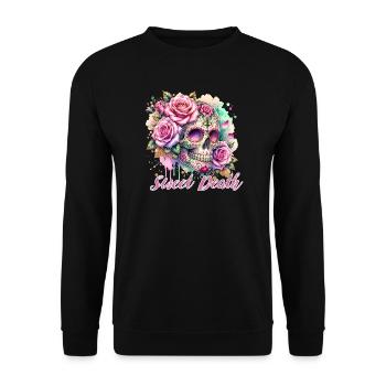 Flowers Skull Beauty Bloom - Unisex Sweatshirt - black - Front - Alina (178cm) & Michal (187cm)
