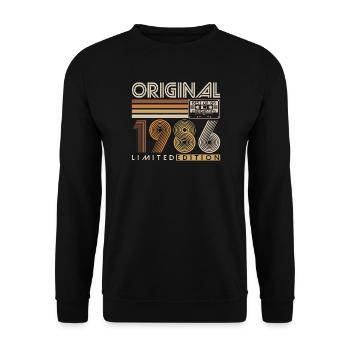 Original_1986_Jahrgang_Geburtstag_Geschenk_Retro - Unisex Pullover - Schwarz - Vorne - Alina (178cm) & Michal (187cm)