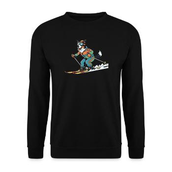 Ski Chien Sports d’hiver Drôle Piste Héros - Sweat-shirt Unisexe - noir - Devant - Alina (178cm) & Michal (187cm)