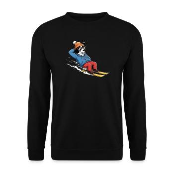 Chien de ski détendu avec lunettes de soleil et chapeau - Sweat-shirt Unisexe - noir - Devant - Alina (178cm) & Michal (187cm)