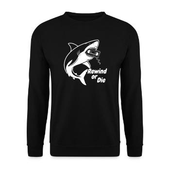 Rewind or The Shark Cassette - Unisex Sweatshirt - black - Front - Alina (178cm) & Michal (187cm)