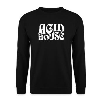 Typografisches Logo von Acid House - Unisex Pullover - Schwarz - Vorne - Alina (178cm) & Michal (187cm)