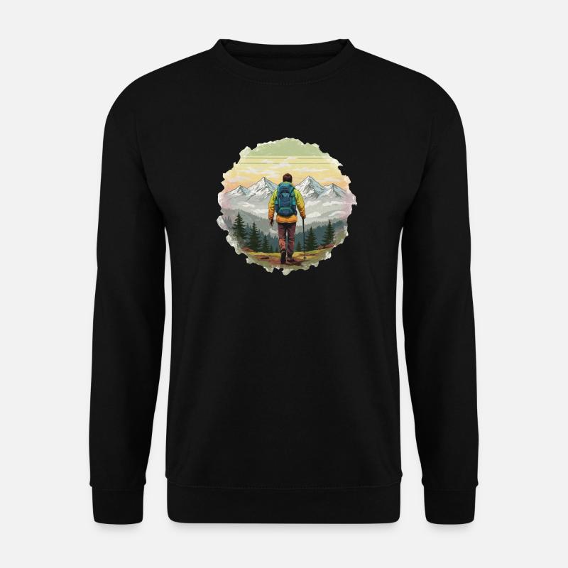 Hiker at Sunset Mountain Ridge - Unisex Sweatshirt - black