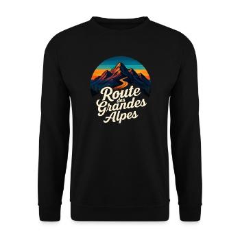 Route des Grandes Alpes Vintage - Sweat-shirt Unisexe - noir - Devant - Alina (178cm) & Michal (187cm)