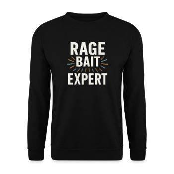 Rage Bait Experte, lustige Sprüche - Unisex Pullover - Schwarz - Vorne - Alina (178cm) & Michal (187cm)