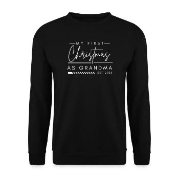 Erstes Weihnachten als Oma, Bald Oma Geschenk - Unisex Pullover - Schwarz - Vorne - Alina (178cm) & Michal (187cm)