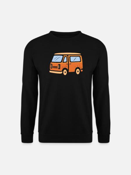 Retro Camper Van Cartoon Illustration - Unisex Sweatshirt - black