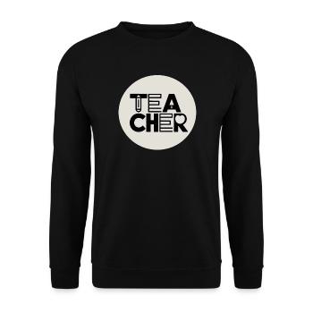 Lehrerdesign mit Bleistift-Typografie - Unisex Pullover - Schwarz - Vorne - Alina (178cm) & Michal (187cm)