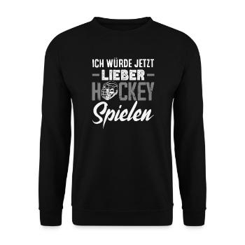 Lustiges Hockey Hockeyspieler Geschenk - Unisex Pullover - Schwarz - Vorne - Alina (178cm) & Michal (187cm)