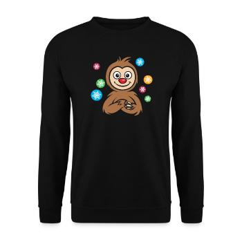 Dessin animé de paresseux de Noël avec des flocons de neige - Sweat-shirt Unisexe - noir - Devant - Alina (178cm) & Michal (187cm)