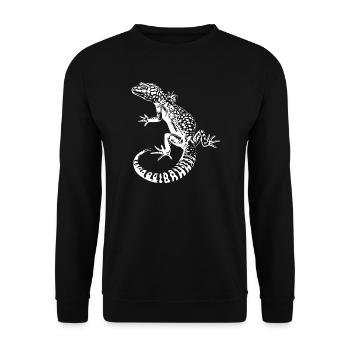 Gecko Leopardgecko Kontrast - Unisex Pullover - Schwarz - Vorne - Alina (178cm) & Michal (187cm)
