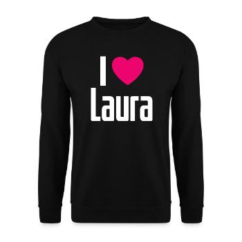 J’aime Laura Coeur rose J’aime Laura - Sweat-shirt Unisexe - noir - Devant - Alina (178cm) & Michal (187cm)